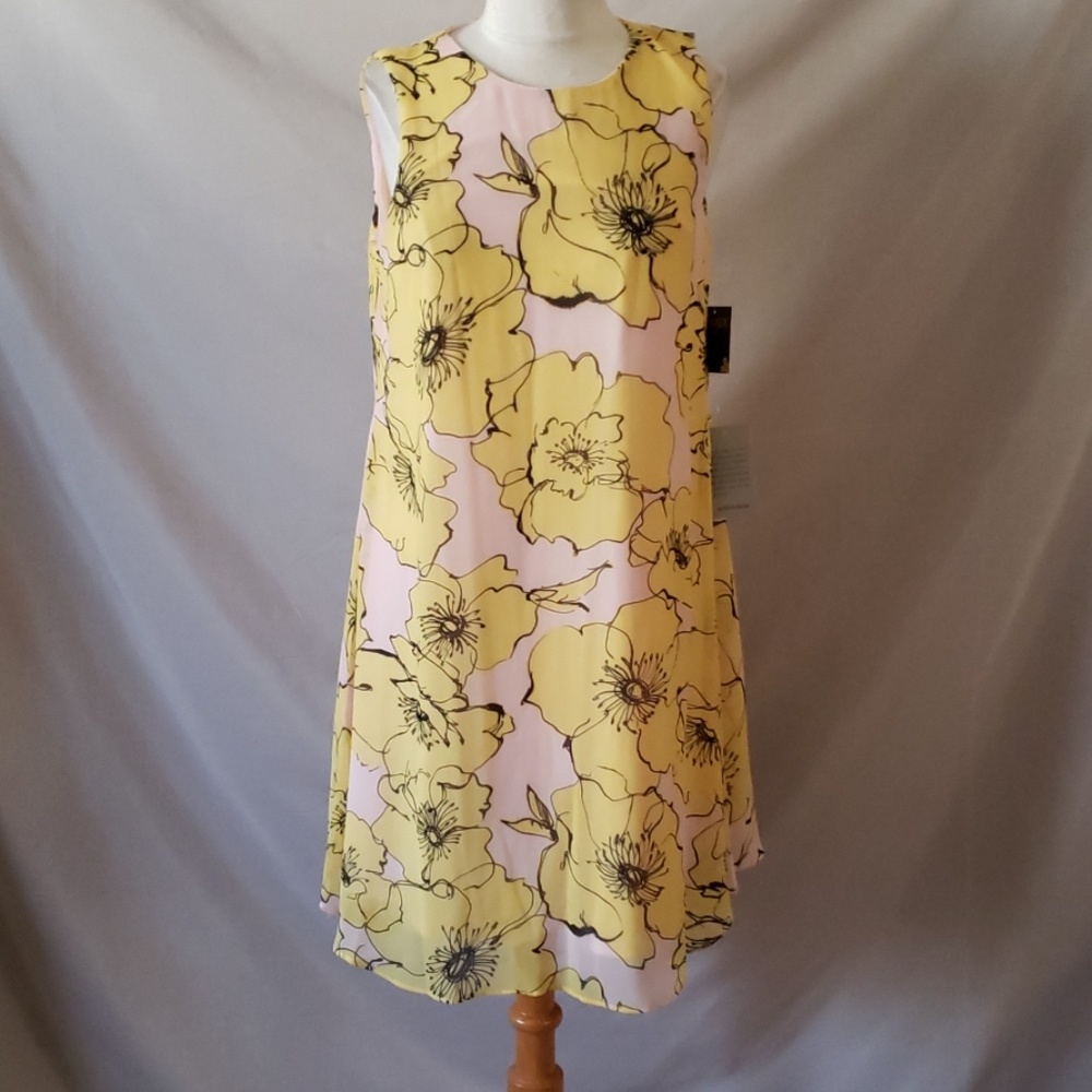 New Taylor Floral Sleeveless Chiffon Shift Dress